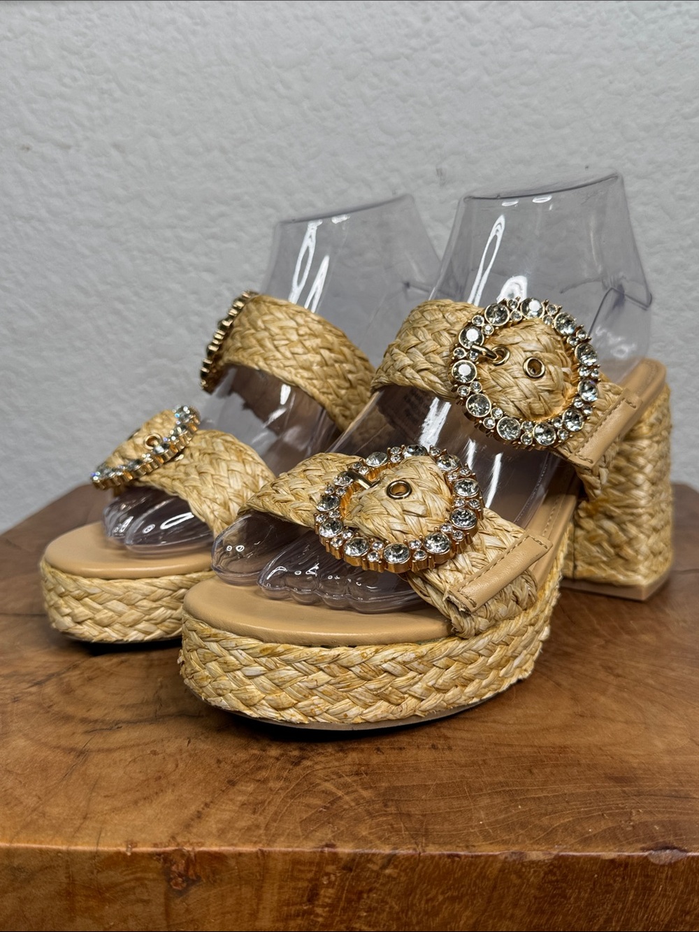 ABOUND RONDA RAFFIA PLATFORM
MULE SANDALS RHINESTONE BUCKLE NATURAL SIZE 6.5 - Picture 4 of 16